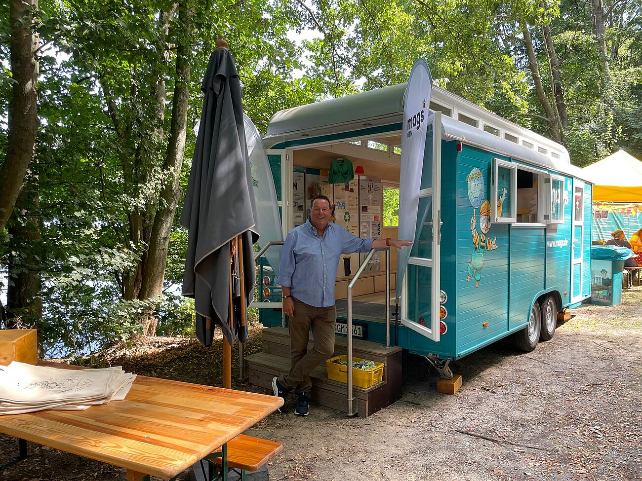Der GEM-Umweltbildungswagen auf dem Fest am See in Wickrath.